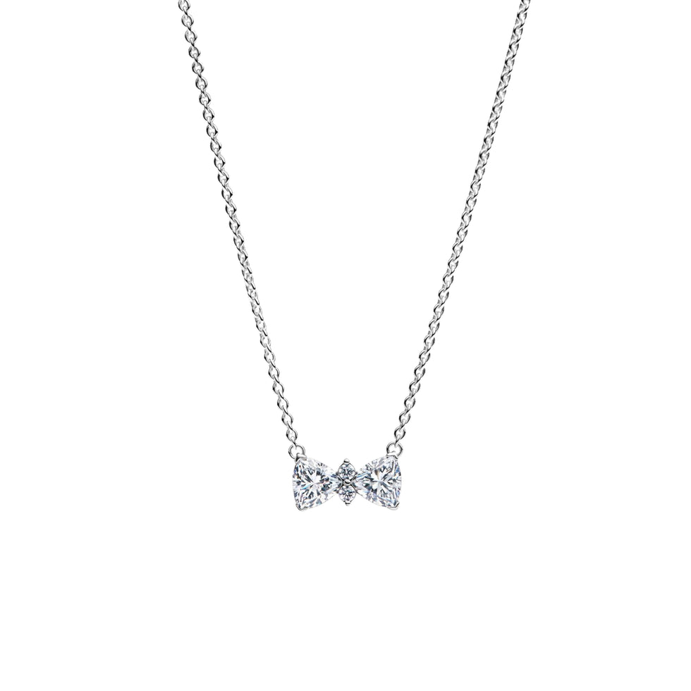 Collares de plata de ley 925 con forma de corazón, mariposa y cinta