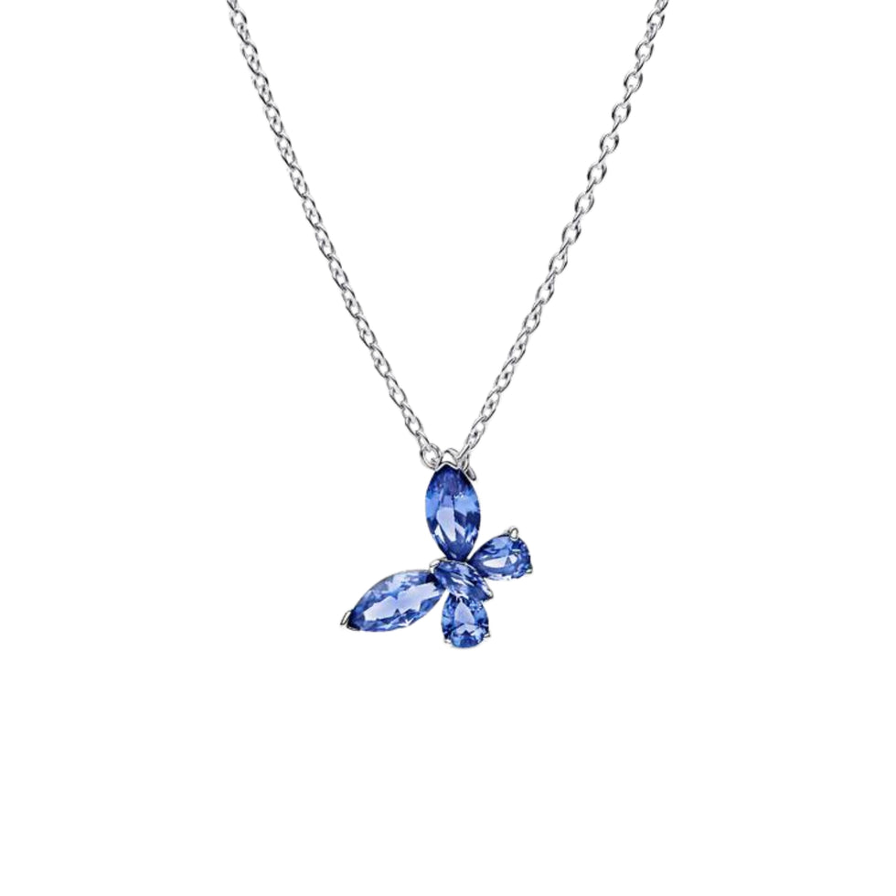 Collares de plata de ley 925 con forma de corazón, mariposa y cinta