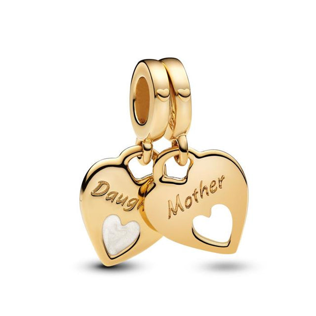 925 Sterling Silver Gold Plated Charms – Love, Flowers charms, hand Hamsa, mother and daughter