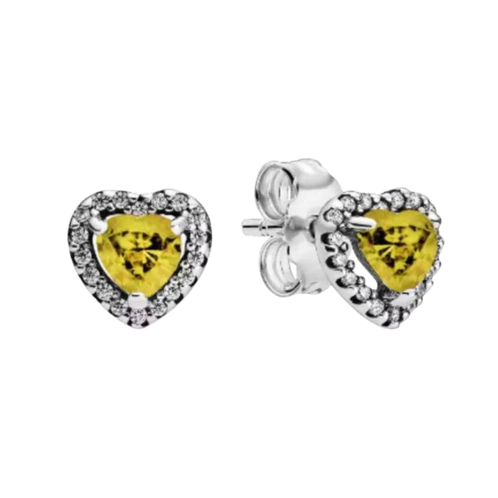Pendientes de plata de ley 925 con forma de corazón, mariposa y cinta