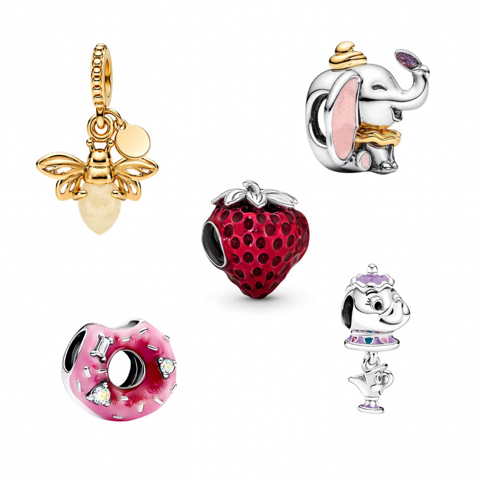 925 Sterling Silver Mixed Charms Set – Cute animals & Fruits like Strawberries Charms