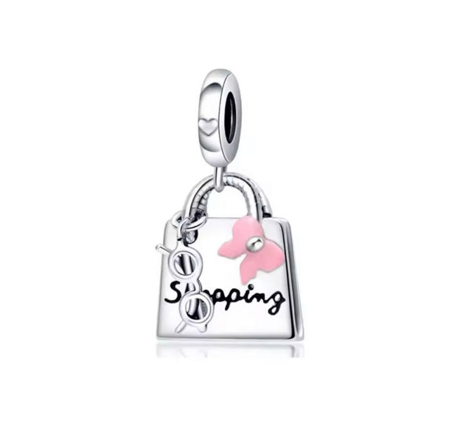 Abalorios de estilo de vida de plata de ley 925 – Cuentas para pulsera de cámara, viaje, compras, coche y belleza