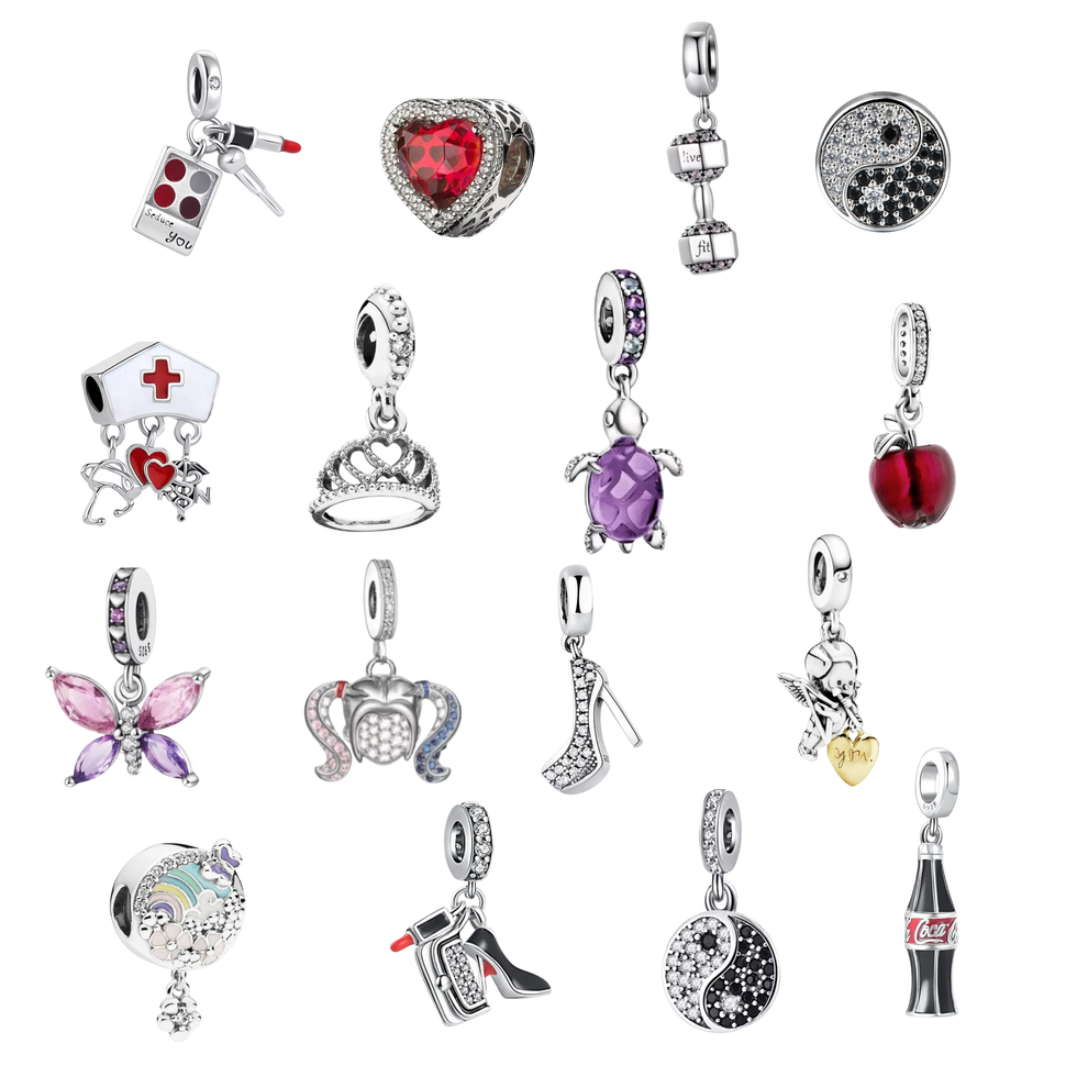Charms variados de plata 925 para pulsera: viajes, hermana, música, bonitos charms colgantes, regalo para mujer