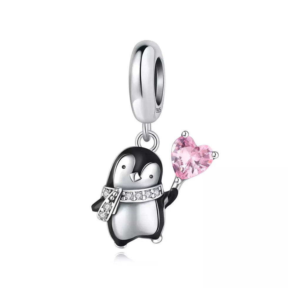 Abalorios de Animales y Mariposas Plata de Ley 925 Bonitos – Gato, Tortuga, Pingüino y Abalorios de Flores para Pulseras de Charms