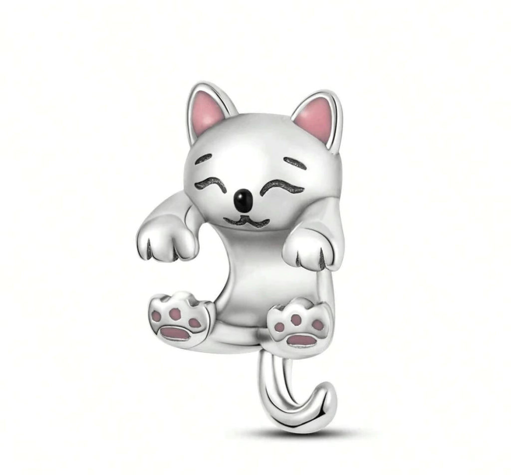 Abalorios de Animales y Mariposas Plata de Ley 925 Bonitos – Gato, Tortuga, Pingüino y Abalorios de Flores para Pulseras de Charms